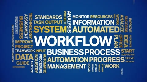Workflow animated tag word cloud,business process automation animation kinetic. Video stock 200835625