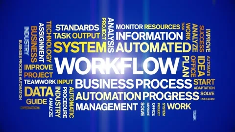 Workflow animated tag word cloud,business process automation animation kinetic. Video stock 200835795