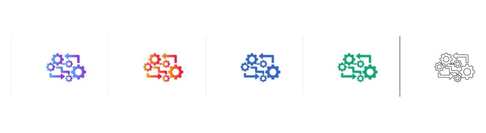 Workflow Automation and Business Process Icons Stock Illustration