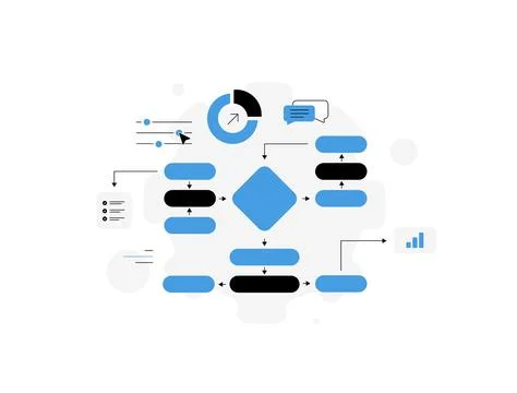 Workflow automation concept improving business efficiency with AI integration Illustrazione stock