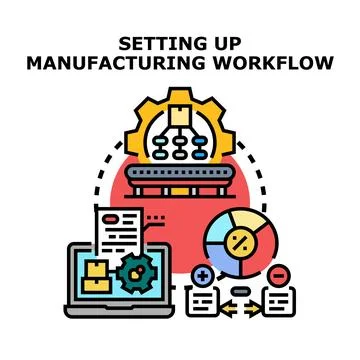 Workflow automation concept for manufacturing production process Stock Illustration