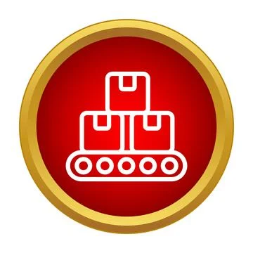 Workflow automation conveying delivery packages on conveyor icon Stock Illustration