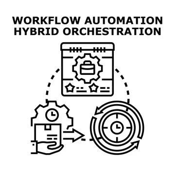 Workflow automation hybrid orchestration process concept 库存插图