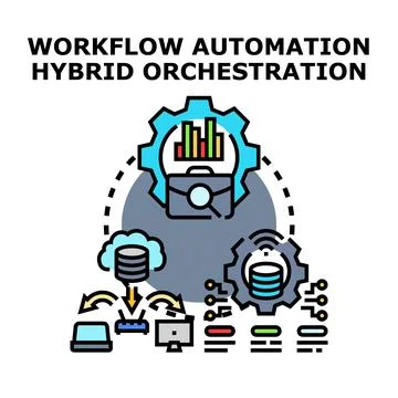 Workflow automation hybrid orchestration vector concept 스톡 일러스트