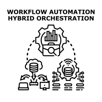 Workflow automation hybrid orchestration vector concept イラスト素材