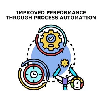 Workflow automation for improved process performance concept Illustrazione stock