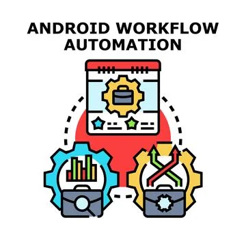 Workflow automation for mobile development and business processes Illustrazione stock