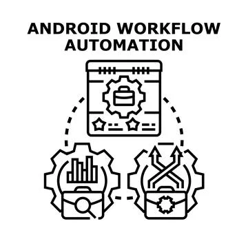 Workflow automation for mobile development and business processes Stock Illustration