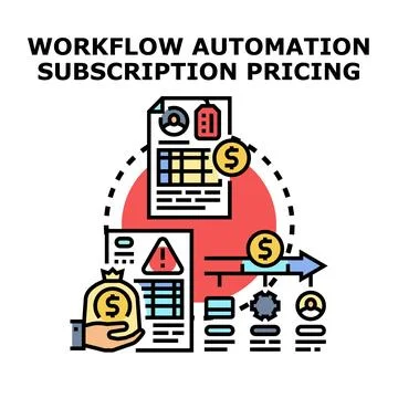 Workflow automation optimizing business processes with subscription pricing Illustrazione stock
