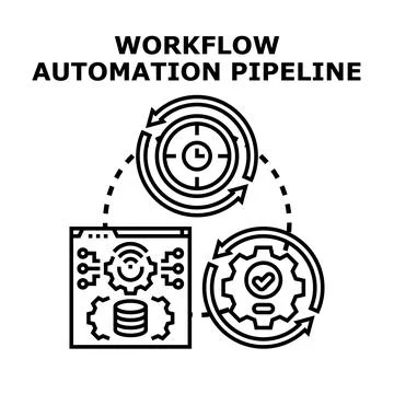 Workflow automation pipeline for business process optimization Illustrazione stock