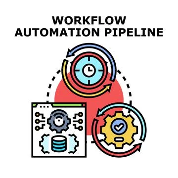 Workflow automation pipeline for business process optimization Stock Illustration