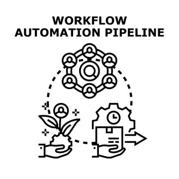 Workflow automation pipeline for efficient business process Illustrazione stock