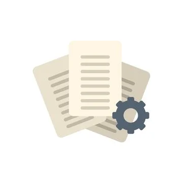 Workflow automation process with paper documents and gear icon Stock Illustration