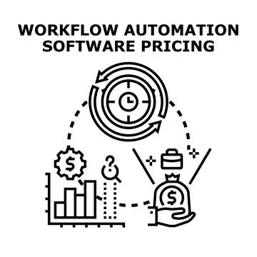 Workflow automation software pricing calculating strategy and cost Stock Illustration