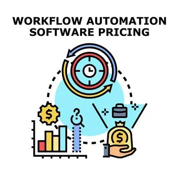 Workflow automation software pricing calculating strategy and cost Stock Illustration