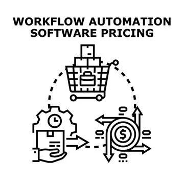 Workflow automation software pricing calculating expenses and revenue Stock Illustration