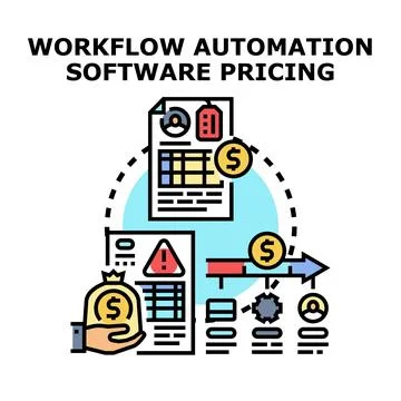 Workflow automation software pricing model concept Stock Illustration