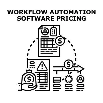 Workflow automation software pricing model concept Stock Illustration