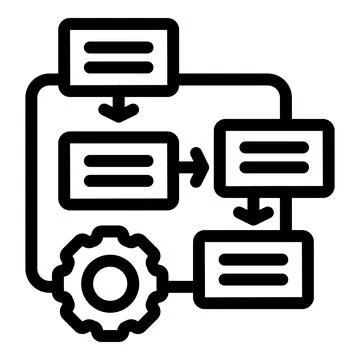 Workflow automation system managing data flow with process optimization Illustrazione stock
