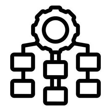 Workflow automation system managing multiple processes with central gear Stock Illustration