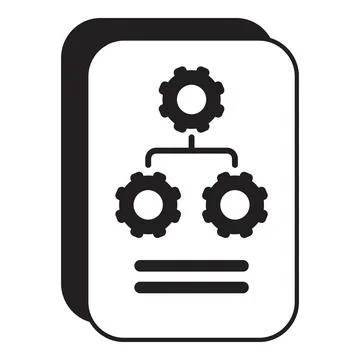 Workflow automation system managing process with gears and connections Illustrazione stock