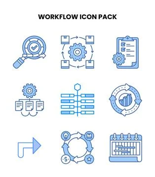 Workflow Blue UI Icons Pack Stock Illustration