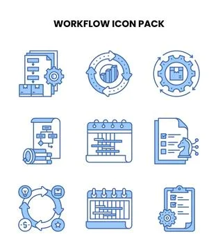 Workflow Blue UI Icons Pack Stock Illustration