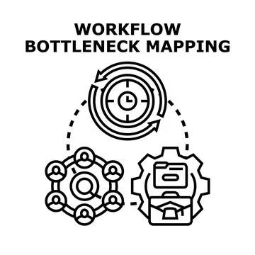 Workflow bottleneck mapping identifying process optimization Stock Illustration