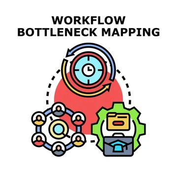 Workflow bottleneck mapping identifying process optimization Stock Illustration