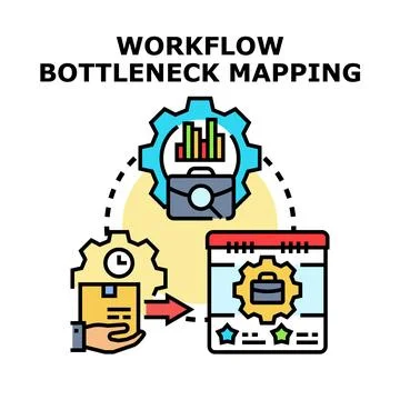 Workflow bottleneck mapping process improving business efficiency Ilustração Stock