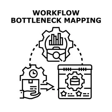 Workflow bottleneck mapping process improving business efficiency 库存插图