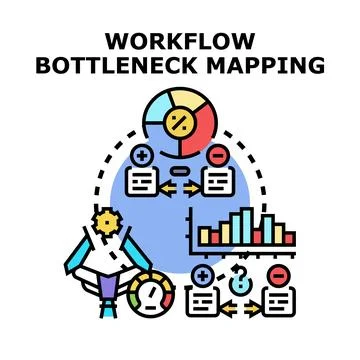 Workflow bottleneck mapping process optimization strategy Illustrazione stock