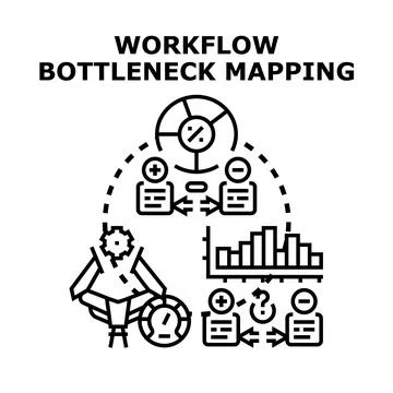 Workflow bottleneck mapping process optimization strategy Stock Illustration