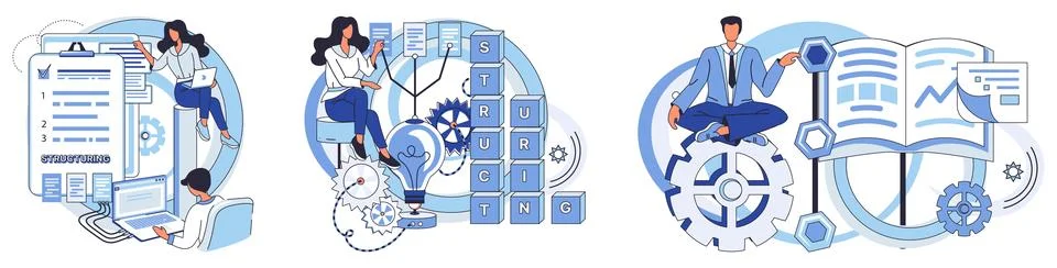 Workflow. Brainstorming sessions enhance development innovative strategies Illustrazione stock