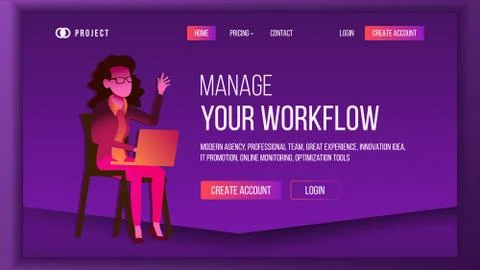 Workflow Business Landing Page Vector. Brainstorming Business Coworking イラスト素材