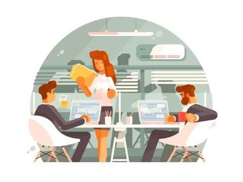 Workflow in business office Stock Illustration