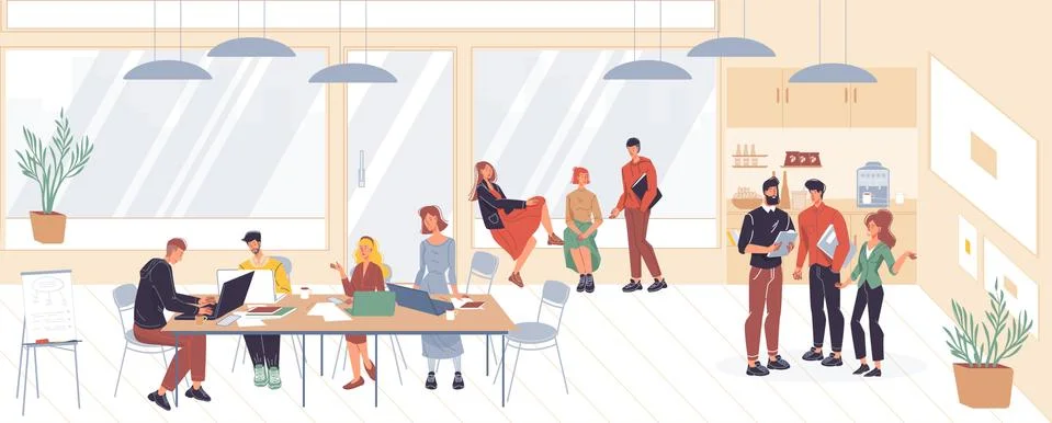 Workflow of business people flat vector illustration concept 스톡 일러스트