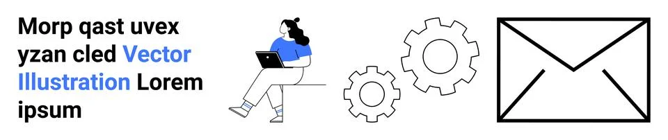 Workflow, business strategy, digital collaboration, email marketing, remote w Stock Illustration