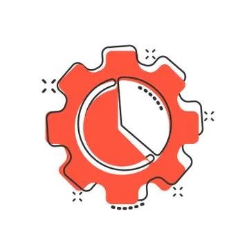 Workflow chart icon in comic style. Gear with diagram cartoon vector illustra イラスト素材