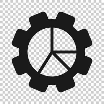 Workflow chart icon in flat style. Gear with diagram vector illustration on w イラスト素材