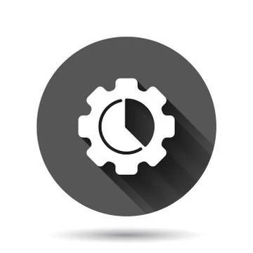 Workflow chart icon in flat style. Gear with diagram vector illustration on b 스톡 일러스트