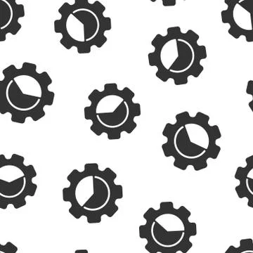 Workflow chart icon in flat style. Gear with diagram vector illustration on w Stock Illustration