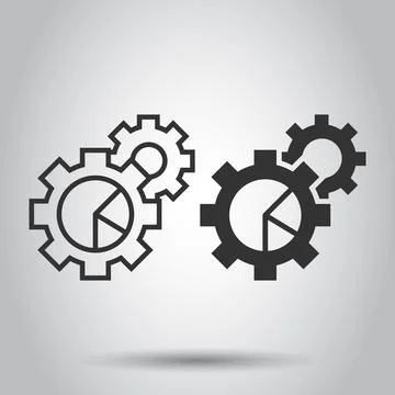 Workflow chart icon in flat style. Gear with diagram vector illustration on w 스톡 일러스트
