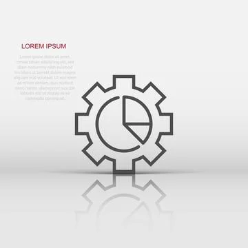 Workflow chart icon in flat style. Gear with diagram vector illustration on.. Illustrazione stock
