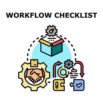 Workflow checklist process optimizing business development concept Stock Illustration