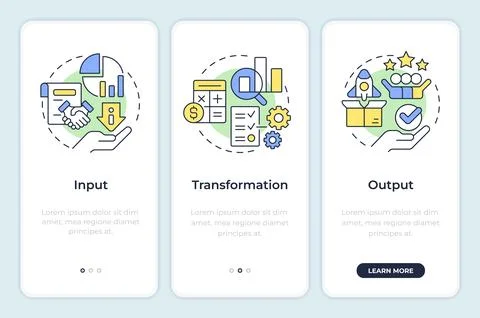 Workflow components onboarding mobile app screen 库存插图