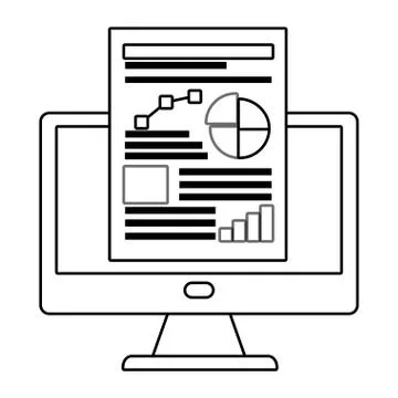 Workflow computer and infographic design vector illustration Illustrazione stock