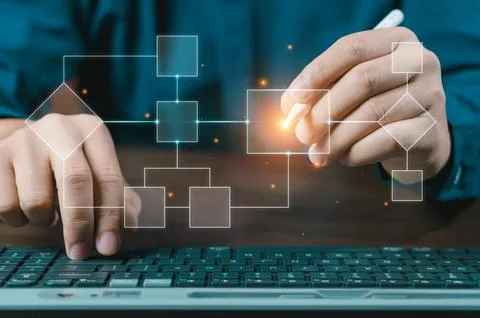 Workflow computer automation for business office. Design workflow automatio.. Stock Photos