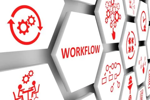 WORKFLOW concept cell background 3d illustration Stock Illustration