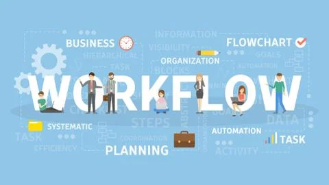 Workflow concept illustration. Illustrazione stock